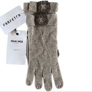 Max&Moi Paris Jeweled Wool Cashmere Blend Gloves NWT